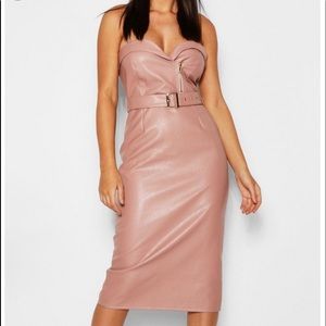 Boohoo Belted Bandeau Midi Dress